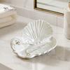 Vassoio porta Aromaterapia Stampa 3D Conchiglia Onda Vassoio Portagioie, Piatto Organizer Bianco Perlescente, Elegante Porta Anelli Accessorio Comodino Camera da Letto Oggetto Decorativo