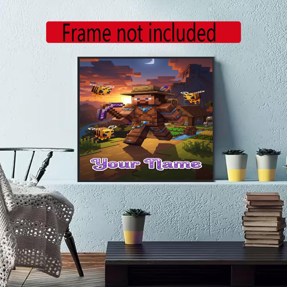 Minecraft Personalized Name Round Diamond Painting Kit Diamond Embroidery Painting Rhinestones Mosaic Frameless Handwork Decoration Arts
