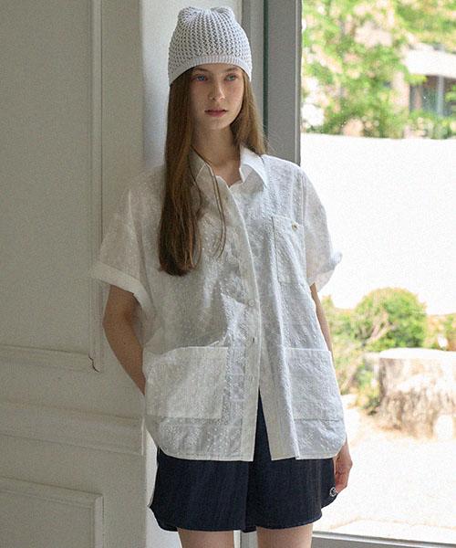 HAINT Shu Lace Punching Pocket Blouse