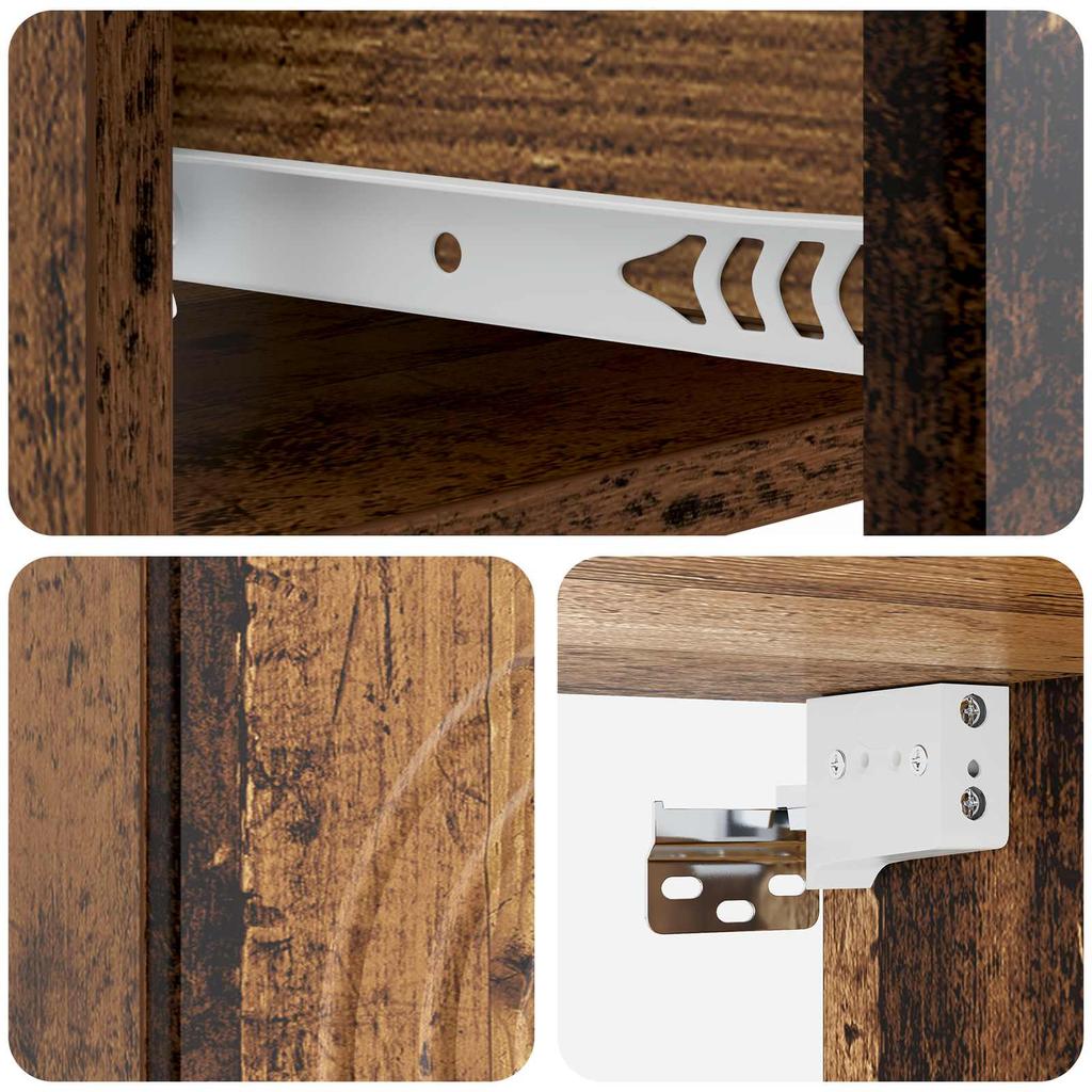 Wall Mounted Nightstand Reclaimed Wood 33 x 34.5 x 20 cm