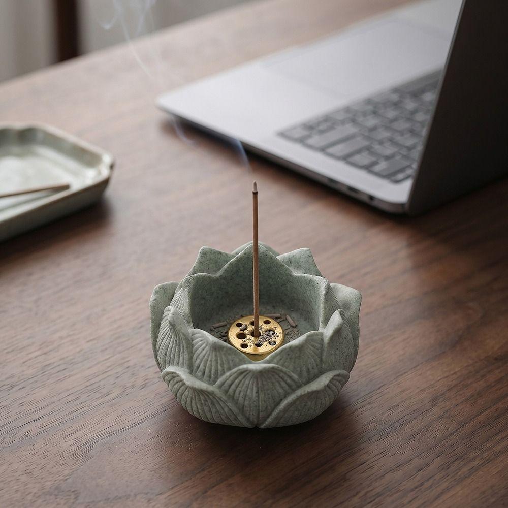Lotus Shape Lotus Incense Holder Flat Bottom Ash Catcher Incense Burning Tray  Meditation Yoga