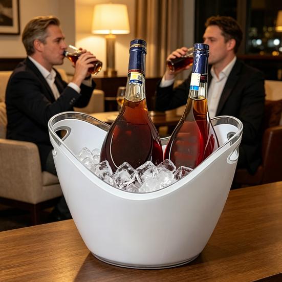 Huaqianguhh Double Layer Ice Bucket, Long-Lasting Cold Preservation, with Handles Drink for Beverage Cocktail Bar Parties