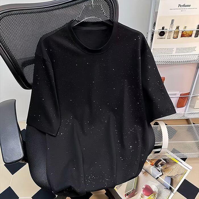 Summer 2025 Starry Sky Baby's Breath Sequin Loose T-Shirt