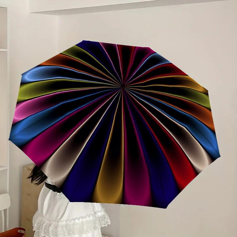 1pc Colorful Wheel Automatic Open/Close Umbrella, Folding Compact Umbrella with Lightweight Design for Women/Men yy251028225