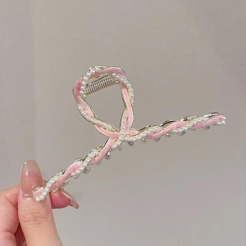 Pearl Hair Claws Metal Hairpins for Women Large Hair Claw Shark Clips Women's Tough Colorful Hair Accessories Hairpins