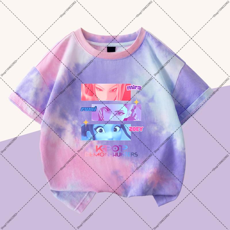 KPop Demon Hunters Boys Girls Fashion T-shirts Kids Cute Clothes Cartoon Anime Graphic Print Children Short Sleeves Party Gifts