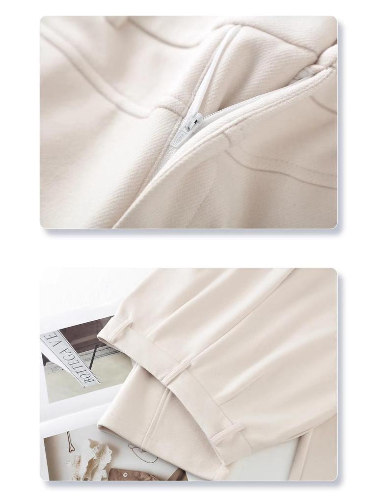 Women's Woolen Casual Pants - 2024 Autumn/Winter Collection, Relaxed Fit, Narrow/Wide Leg, Lazy Straight-Leg Style