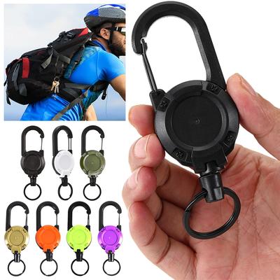 Einziehbarer Schlüsselanhänger mit Gürtelclip Karabiner Schlüsselanhänger Leicht zu ziehende Schnalle Seil für Camping Wandern Angeln Oder als Schlüsselorganisator