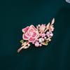 Light Luxury Pink Zircon Rose Bouquet Brooch Brooch Micro Zircon Flower Pin Dress Accessories