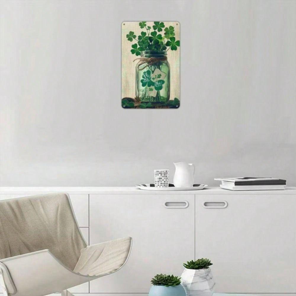 Green Clover Metal Wall Poster Holiday Decor Gift