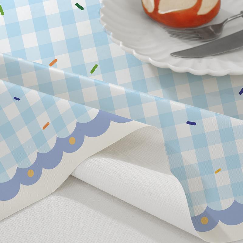 Cream Style Tablecloth Waterproof and Oil-proof Wash-free Light Luxury High-end Pvc Tablecloth Rectangular Table Mat Tablecloth