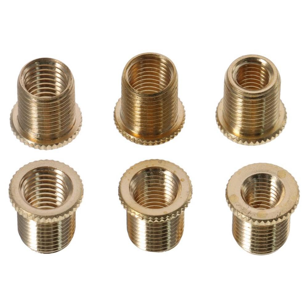 6pcs Gold Brass Universal Thread Gear Shifter Knob Universal Shift Knob Adapter for Speed Manual Auto M8x1.25/M10x1.25/M10x1.5 Screws, 5-6