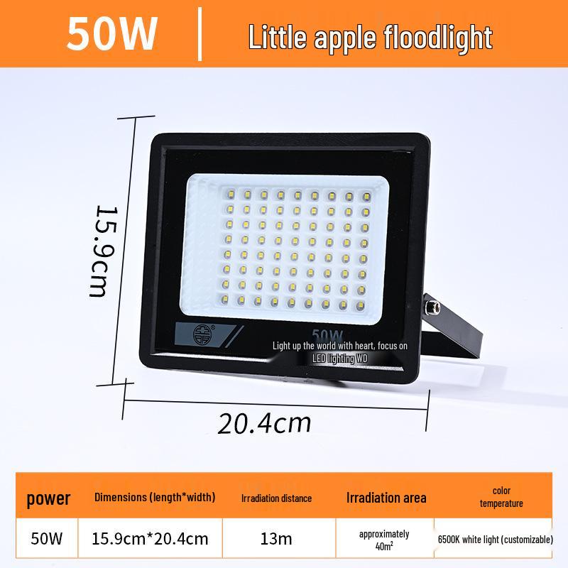 Yaming Little Apple Outdoor Waterproof LED Floodlight - High Power, Super Bright Searchlight for Construction Sites and Rooms.