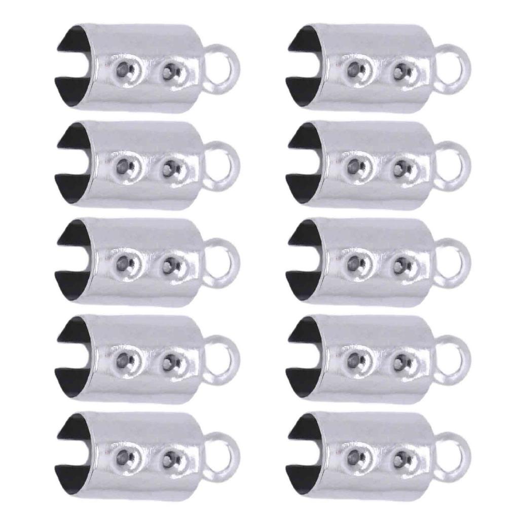 10pcs Round Edge Cord End Clip Stainless Steel Rope Clamps Jewelry Crafting Accessories Bracelet Necklace Connector