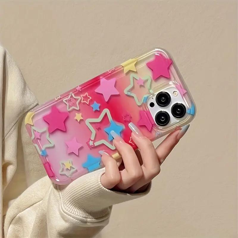 Colorful Star Clear Soft Phone Case For iPhone 17 14 13 11 12 15 16 Pro Max Air SE2 7 8 Plus 16E Anti-Fall Protection Cover