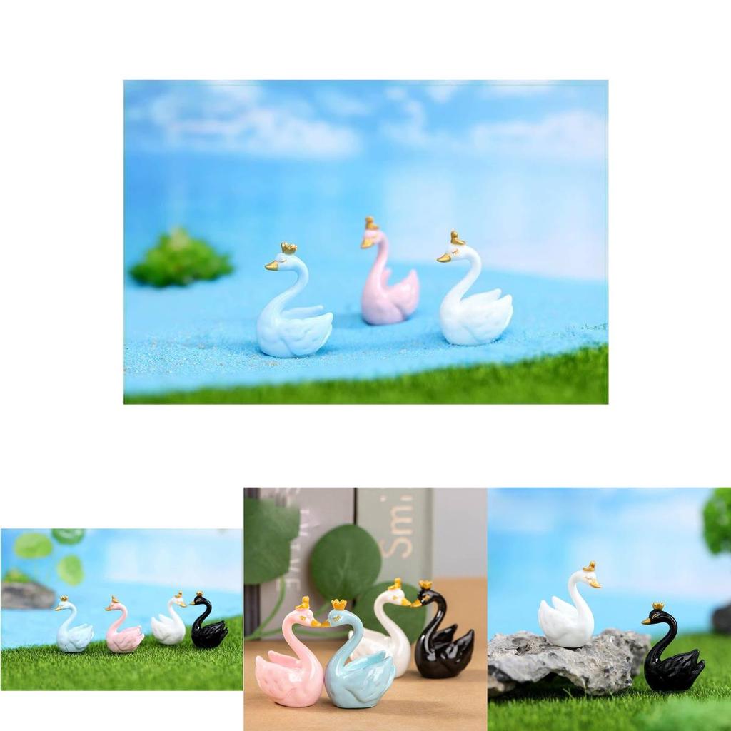 Cute Resin Cartoon Swan Figurines For Miniature Garden And Home Decor