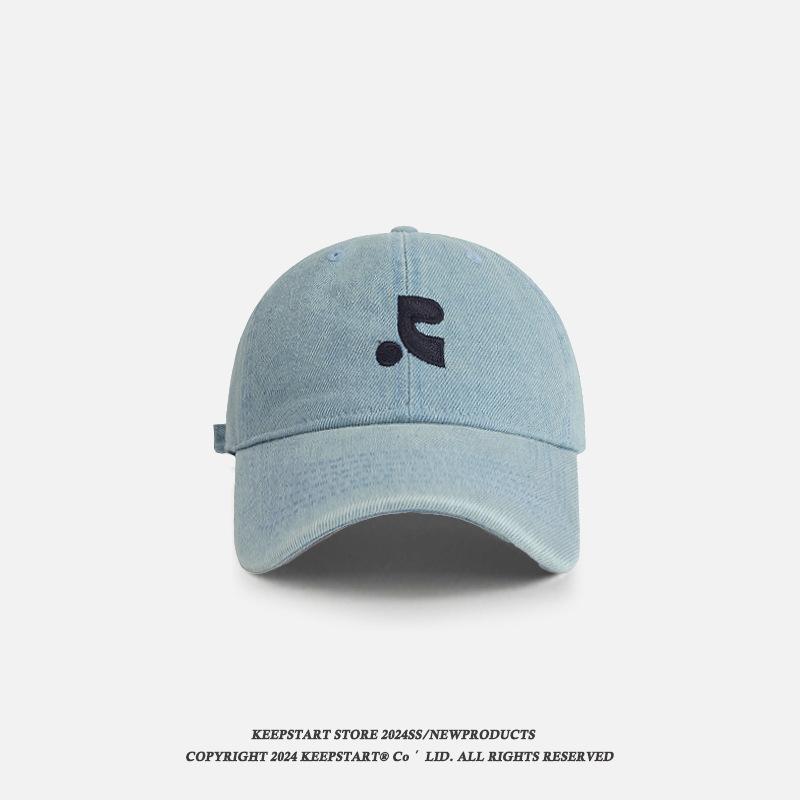 

Dilireba s same style denim baseball cap for women, makes the face look smaller, washed duckbill cap for men, Korean version sun protection hat Adjustable（54-62cm） светло-синий