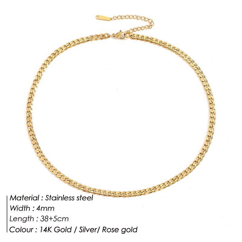 Trendy Light Luxury Gold-Plated Cuban Link Clavicle Necklace – Versatile, Layered Design for Women