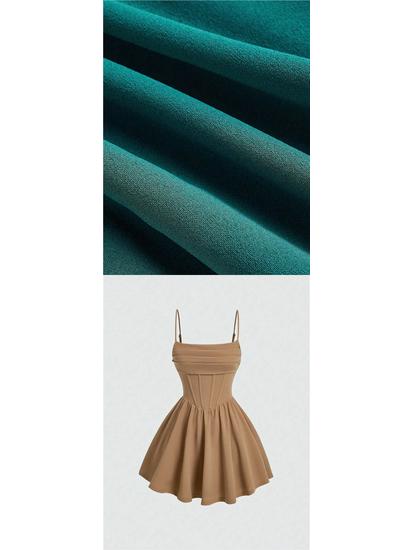 New Summer Fashion Evening Gown: Sexy Solid Color Pleated Dress with Back Zipper & Spaghetti Straps
