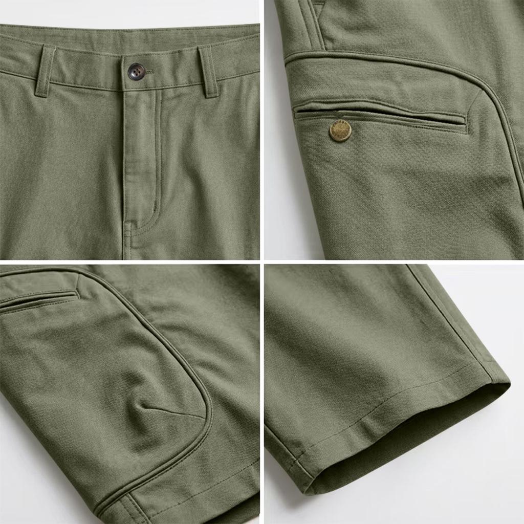 Mens Utility Cargo Shorts Multi Pocket Outdoor Workwear Five Pocket Design Relaxed Fit Functional Shorts