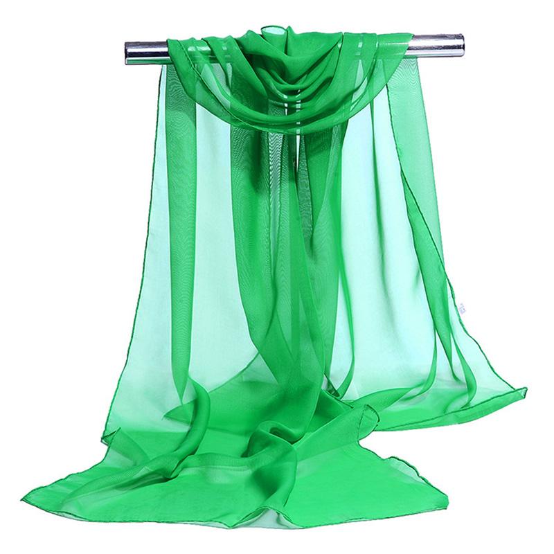Koreanisches Damen Hochzeits-Abendparty-Kleid Schal Einfarbige Transparente Chiffon-Seiden-Schal Sommer Strandtuch Sonnenschutz-Schal R22