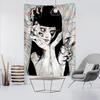 Junji Ito Horror Tapestry Tomie Black White Anime Wall Hanging for Bedroom Living Room Dorm Gothic Room Decoration