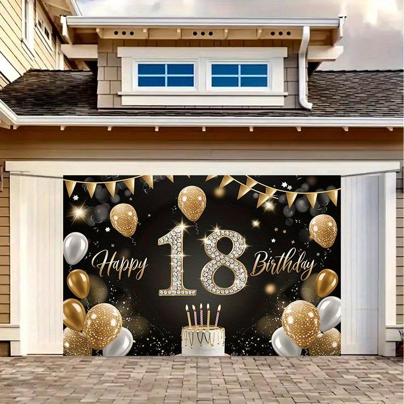1 pair, 2D flat, 18th birthday party banner - elegant polyester background, suitable for home décor, room wall decoration, wsj