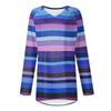 Women's Fashionable Casual Long-Sleeved Striped Print V-Neck Mid-Length Top