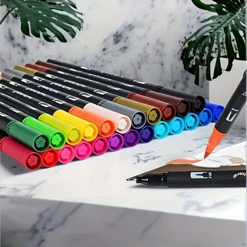 Levendige Dubbelzijdige Aquarel Markers – Kunstset voor Tekenen & Knutselen, Duurzame Plastic Behuizingen, Kerstcadeau