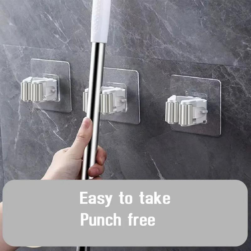 Xiaomi 2/4pcs Punch-free, Seamless Mop Rack Storage Mop Hook Home Bathroom Wall Shelf Broom Rack Mop Clip Bathroom Accessories