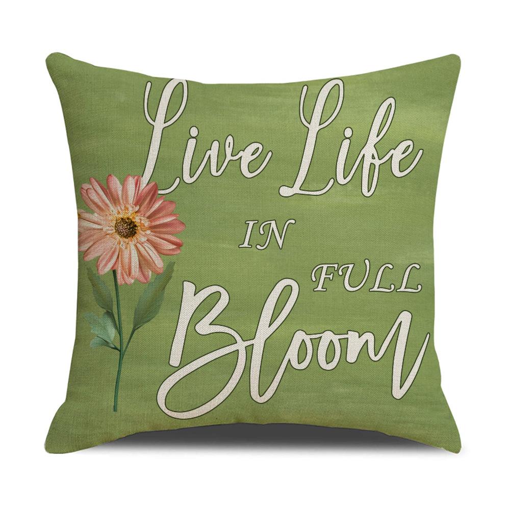 Spring and Summer Flower and Bird Print Pillowcase Modern Simple Living Room Decorative Sofa Cushion Cover Bedroom Pillow