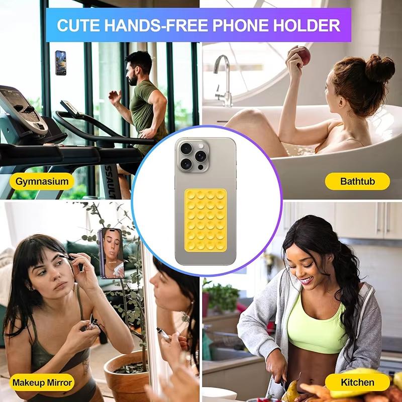 1pcs Multifunctional Mobile Phone Silicone Suction Cup 24 Square Mobile Phone Single-Sided Case AntiSlip Holder Mount Suction