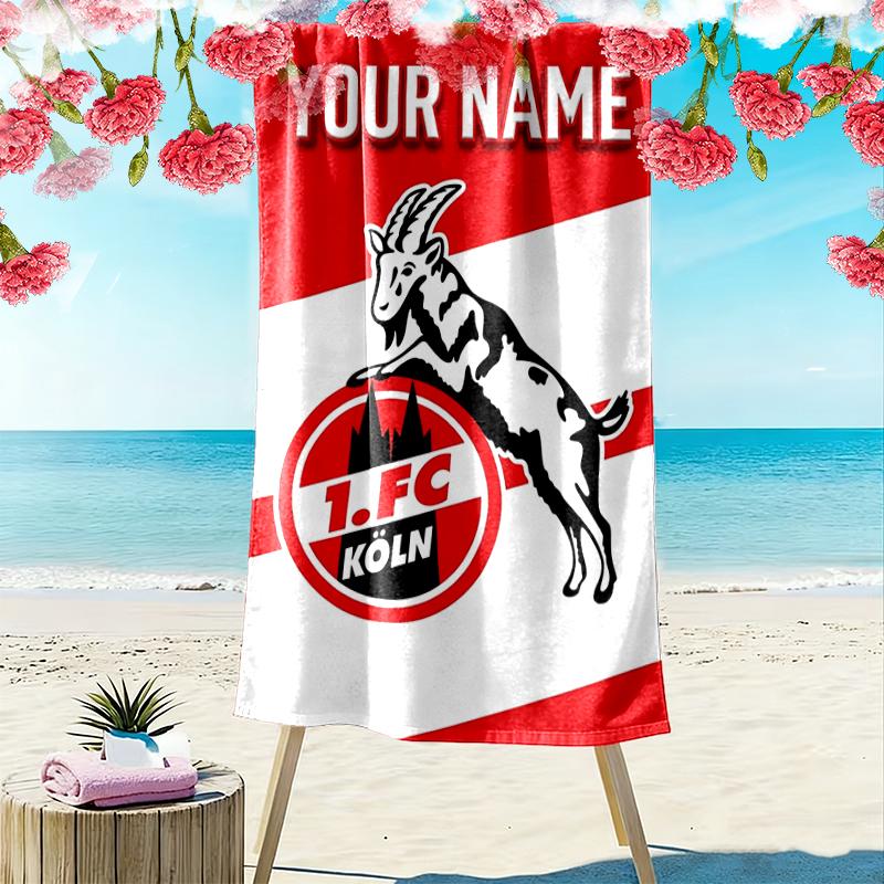 Asciugamano da Spiaggia con Stampa Nome Personalizzato FC KÖLN, Asciugamano Grande Morbido Asciugatura Rapida per Spiaggia Campeggio Nuoto_xia