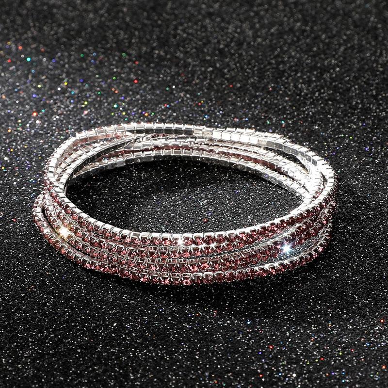 Diamond Elastic Bracelet 2mm Single Row Color Rhinestone Bracelet Women's Bracelet Women's Grab Chain Full Diamond Jewelry