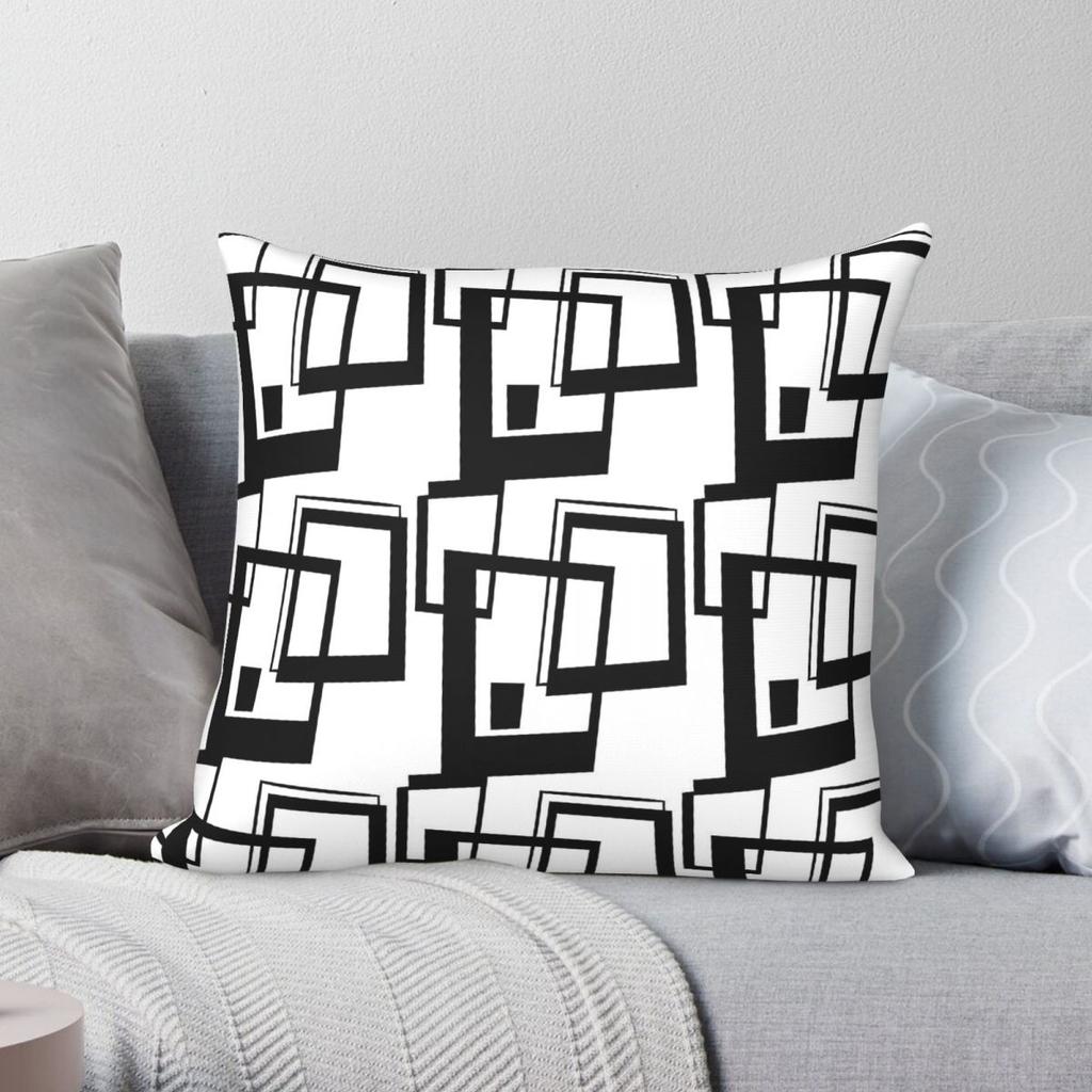 Black And White Rectangles Square Pillowcase Polyester Linen Velvet Creative Zip Decorative Throw Pillow Case Bed Cushion Cover