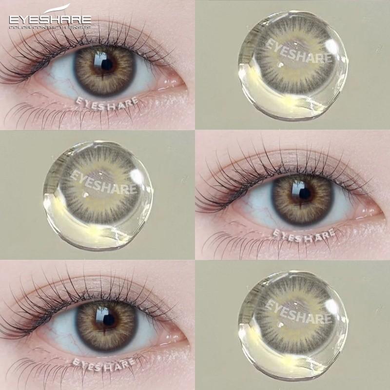 Eyeshare 2pcs LOIRE Contact Lenses for Eyes Colored Eye Lens 14.5mm Natural Brown Grey Softlens Beauty Pupils