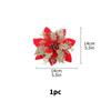 1pc Christmas Poinsettia Artificial Flower, Christmas Tree Wreaths Garland Decor, Glitter Flowers Decor for Xmas New Year Wedding Party Ornaments