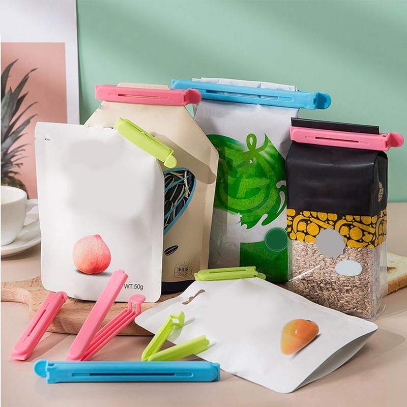 12 Stück Plastikbeutelklammern 3 Größen Lebensmittelverschlussstäbchen Küche Lebensmittel Snack Griff Organizer Beutelverschlussklemme Feuchtigkeitsgeschützte Aufbewahrungsklemme