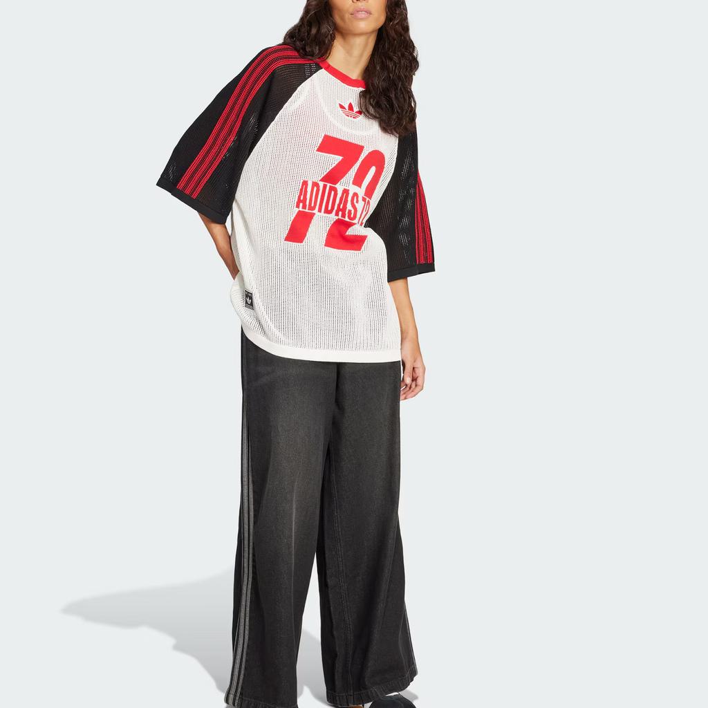 adidas Originals SS25 Sports Pullover Simple Short Sleeve Football Shirt Women Tops White Black Light-Crimson KD2269