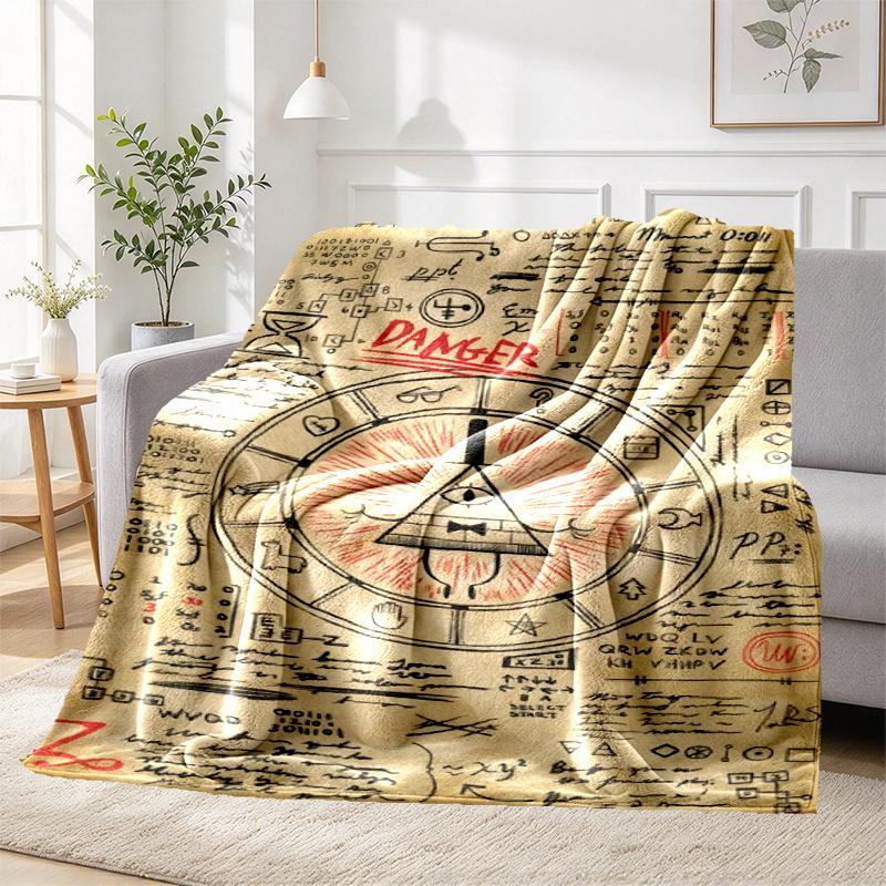 Gravity Falls Pattern Blanket for Home Decoration, Bed, Sofa, Car Travel, Camping, Suitable for All Seasons, Birthday Christmas Gift
