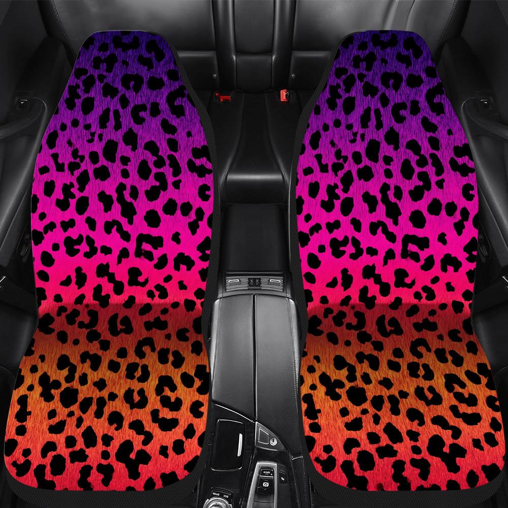 Set mit 2 Autoabdeckungen im Gradienten-Leopardenmuster – Ideal für Fahrzeuge, Lkw, Transporter, SUVs | Robuste Polyester-Frontabdeckungen | Einfach zu