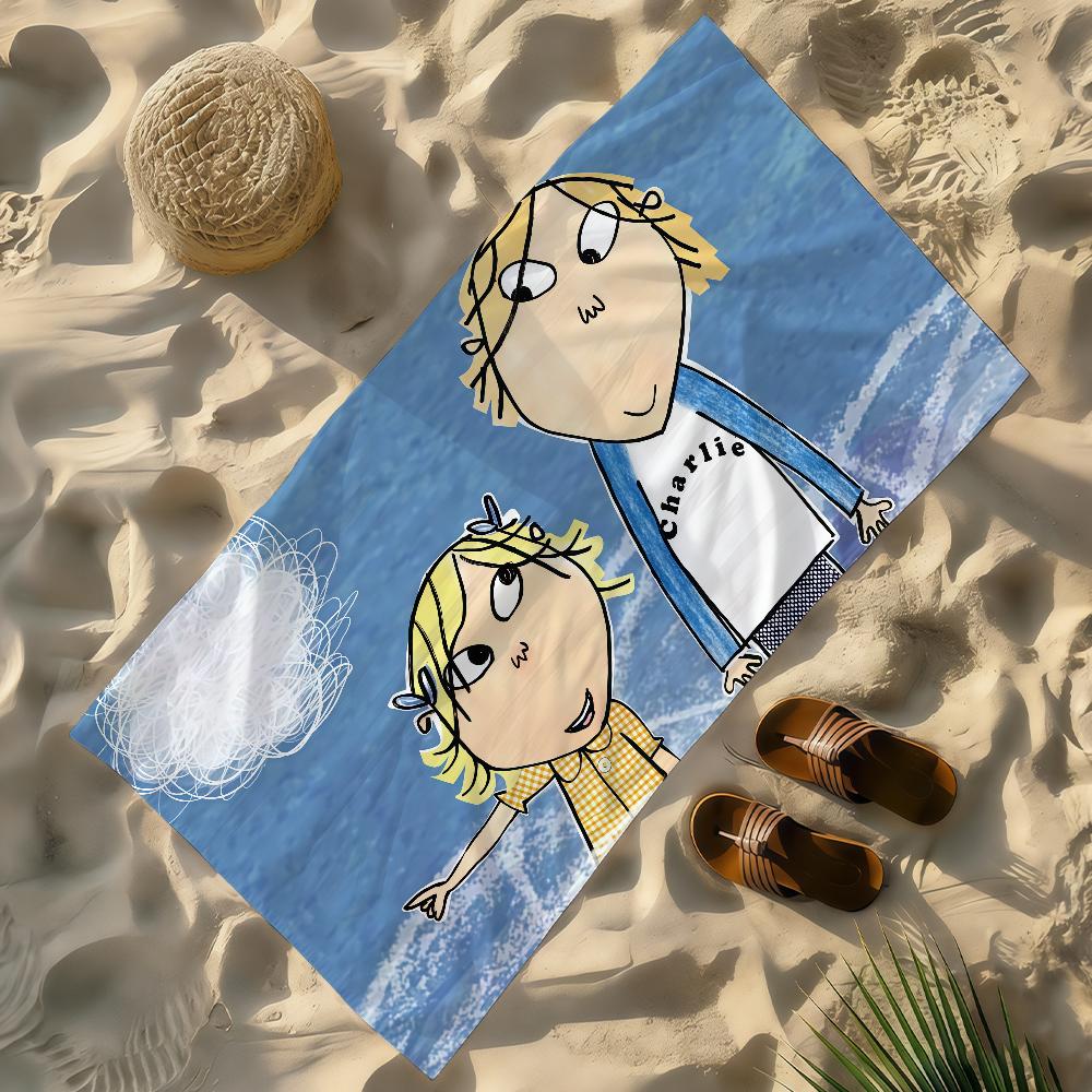 

Cartoon C-Charlie and L-Lola Towel Soft Lightweight Anti-Sand Large Beach Towel Quick-Drying Bath Sports Family W40*H60(CM)