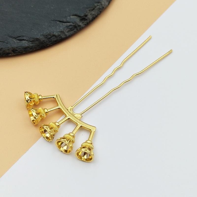 Beadable Alloy Arch Hair Pin Blanks Multiple Bead Mounts 3 Colors for DIY Hanfu Hair Accessories Making
