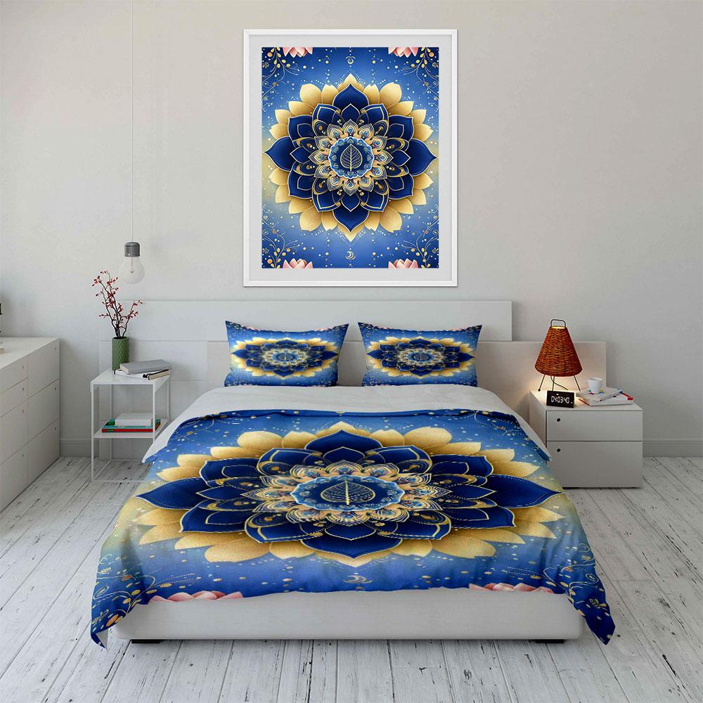 Mandala with Floral Elements. Bedding Sets Duvet Cover Sets Duvet Covers Pillowcases(1 * Duvet Cover 2 * Pillowcases, Without Duvet Insert)