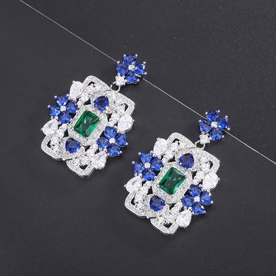 Retro-Court-Stil, hochwertiger quadratischer Zirkon der Marke Blue Love Flower.