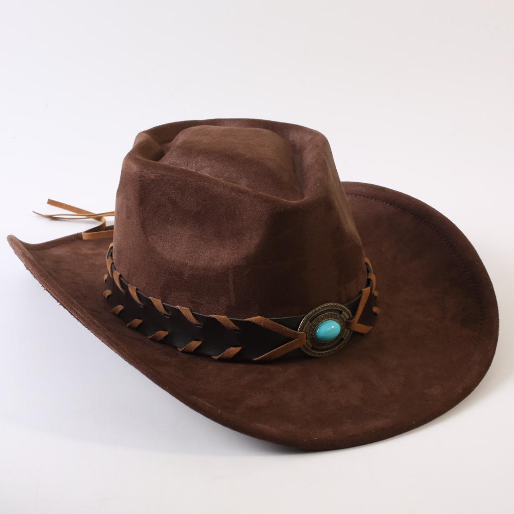 Popular European and American Classic Suede Western Cowboy Hats, Men's and Women's Retro Fashion Cowboy Hats