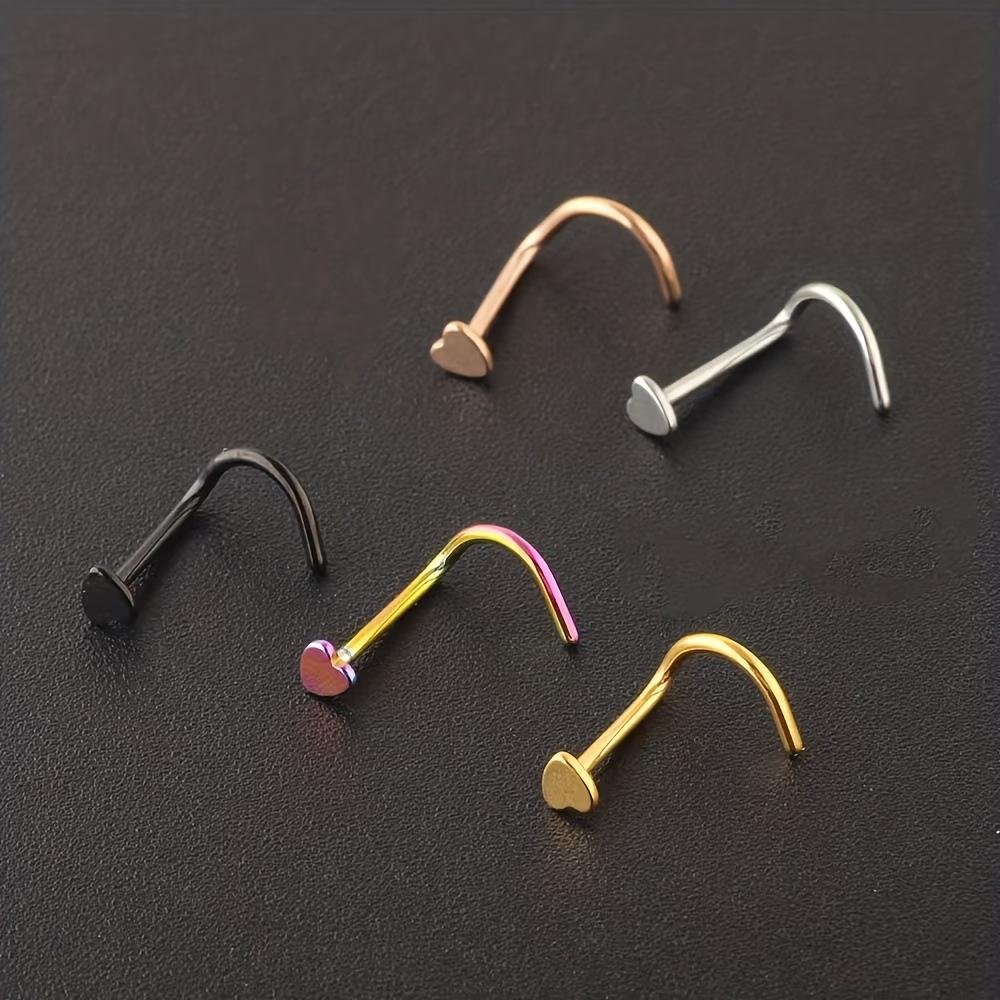 Summer Fashion Nose Stud Piercing Jewelry for Women and Men, Surgical Steel Star & Heart Nose Stud Set