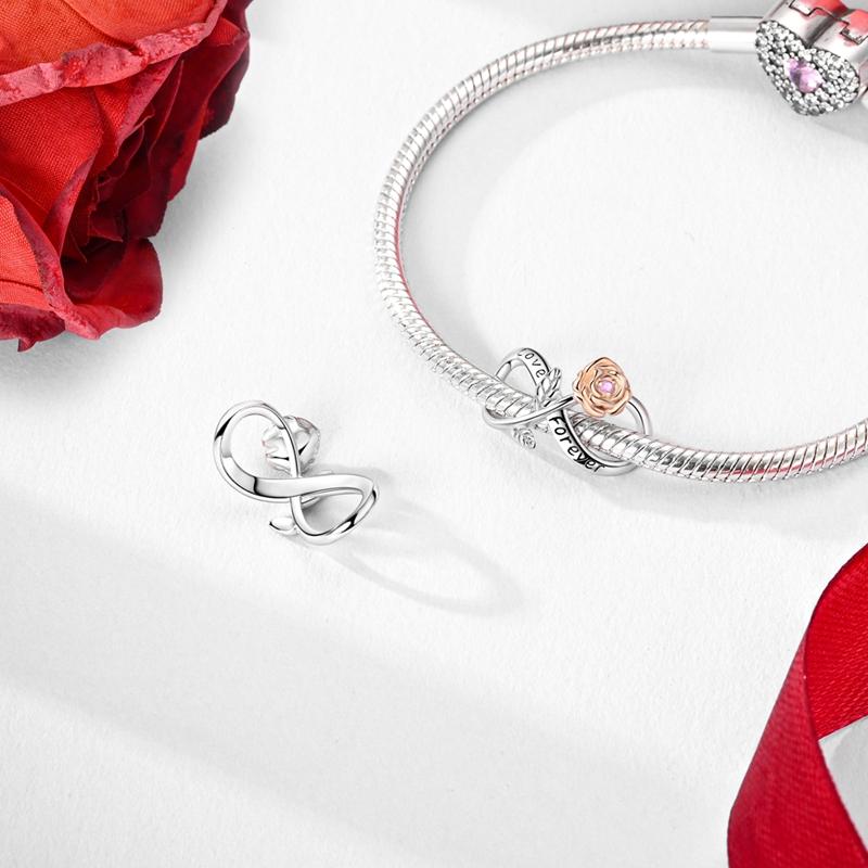 Simplicity Copper Forever & Always Infinity Charm Fit Brand Bracelet Diy Beads For Women'S Jewelry Making