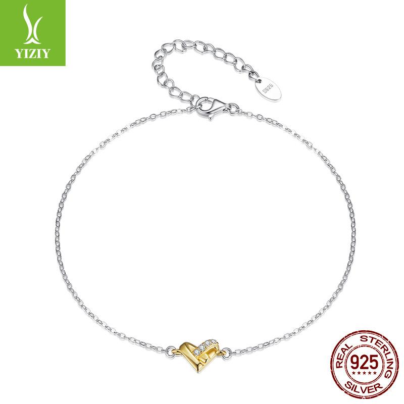 

Браслет на ногу из стерлингового серебра 925 пробы «Сияющая любовь» Простой классический модный браслет на ногу с сердечком Ювелирное изделие 925 silver