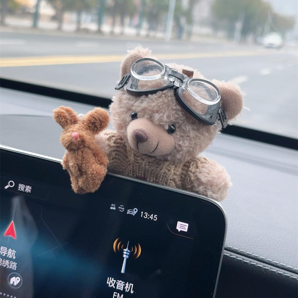 Car Interior Decor Accessories Plush Bear for Car Center Console Decoration cute Car Accessories for Auto Home Office Decor Gift